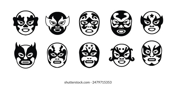 Lucha Mexican Mask Vector Set