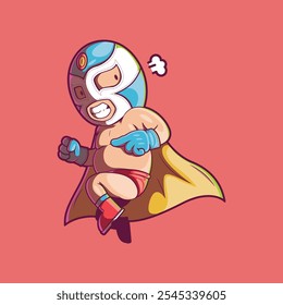 Ilustração do vetor de salto do personagem Luchador. Lucha libre, conceito de design de mascote.