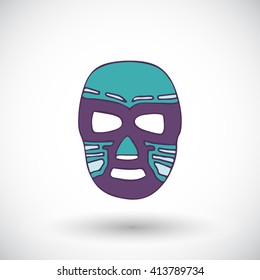 Luchador or fighter mask. Hand-drawn lucha libre - free fight - mask - colorful helmet with round shadow. Vector illustration. 