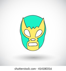 Luchador or fighter mask. Hand-drawn lucha libre - free fight - mask - colorful helmet with round shadow. Vector illustration