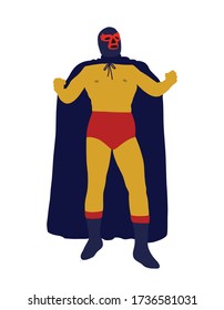 luchador mexican wrestler doodle icon, vector illustration