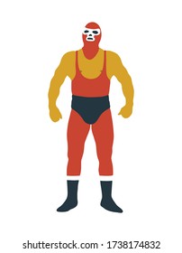 luchador mexican wrestler doodle icon, vector illustration