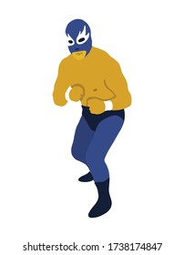 luchador mexican wrestler doodle icon, vector illustration