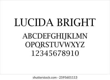 Lucida Bright font for logo and headline. Isolated vector typeset