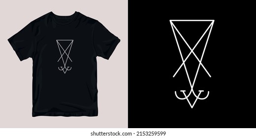 lucifer symbol t-shirt stylish and clothing printable trendy tshirt design. print, industrial products. global swatch.