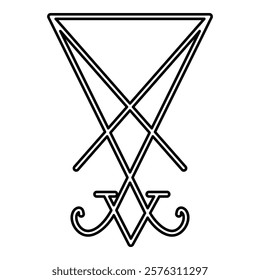 Lucifer's sign seal Satan Lucifer symbol contour outline line icon black color vector illustration image thin flat style