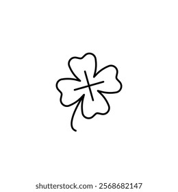 Luck. 4 leafy clover linear icon. Thin line customizable illustration. Contour symbol. Vector isolated outline drawing. Editable stroke