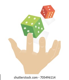 Luck with cubes. Vector hand