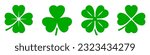 Luck four leaf clover icon set. Green shamrock, cloverleaf, luck, clover symbols. Leafs collection.