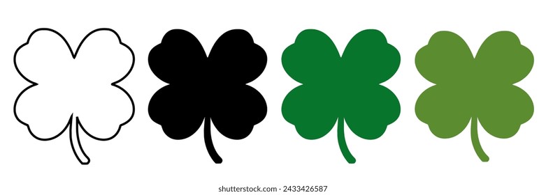 Luck four leaf clover icon set. Leafs collection. Shamrock vector sign for app and website.	
