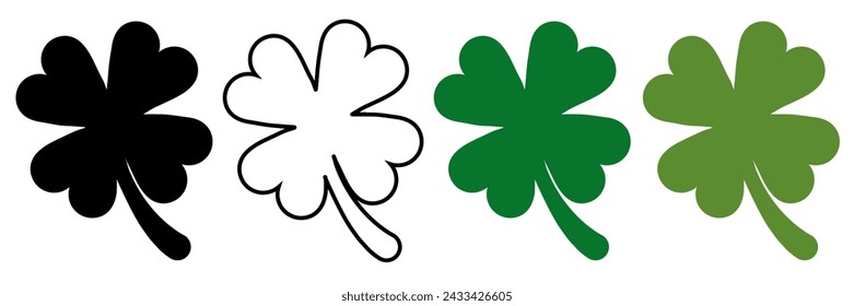 Luck four leaf clover icon set. Leafs collection. Shamrock vector sign for app and website.	
