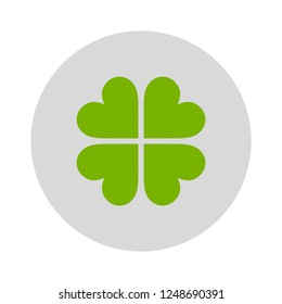 luck icon - Four leaf clover icon. Green herb Isolated on white. St Patrick day vector. Flat design