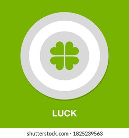 luck icon - Four leaf clover icon. Green herb Isolated on white. St Patrick day vector. Flat design