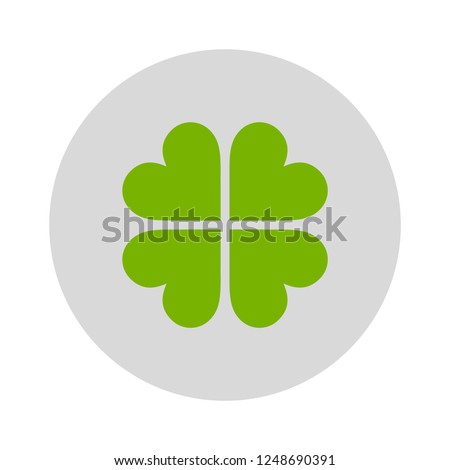 luck icon - Four leaf clover icon. Green herb Isolated on white. St Patrick day vector. Flat design
