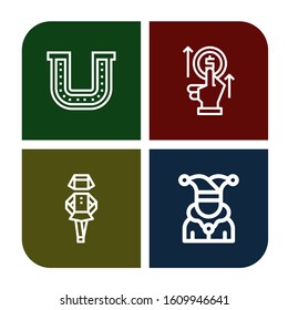 luck icon set. Collection of Horseshoe, Bet, Irish, Joker icons