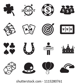 Luck Icons. Black Flat Design. Vector Illustration. 