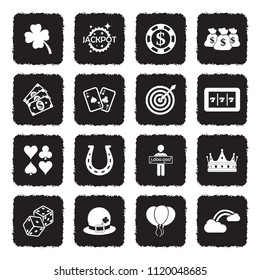 Luck Icons. Grunge Black Flat Design. Vector Illustration. 