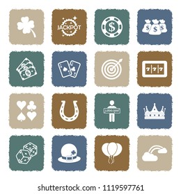 Luck Icons. Grunge Color Flat Design. Vector Illustration. 