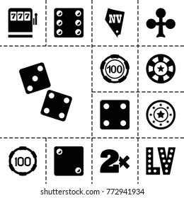 Luck icons. set of 13 editable filled luck icons such as clubs, 100 casino chip, casino chip, dice, vegas, dice