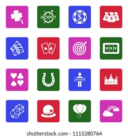 Luck Icons. White Flat Design In Square. Vector Illustration. 