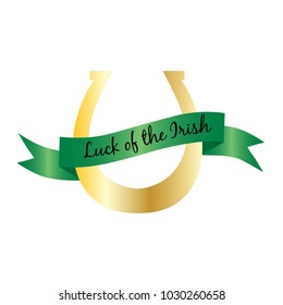 luck of the Irish banner on gold horseshoe