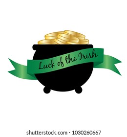 luck of the Irish banner on pot of gold