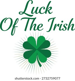 Luck Of The Irish clover typography design ilustração vetorial para a fortuna do St Patricks Day e celebração do festival em fundo transparente.