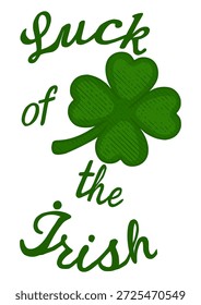 Luck of the Irish green vector poster with shamrock