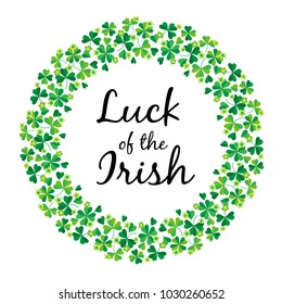 luck of the Irish in shamrock circle frame