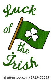 Sorte do cartaz vetor irlandês com bandeira de trevo