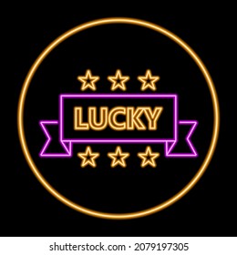 luck neon sign, modern glowing banner design, colorful modern design trends. Vector illustration.