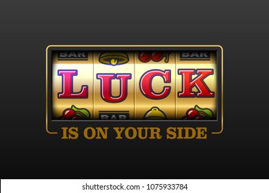 Luck ist auf Ihrer Seite Slotmaschine Casino-Banner, Vektorgrafik