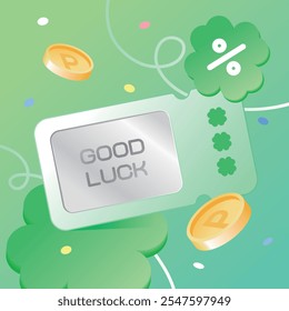 Luck Scratch Card Four-Leaf Clover Promotion illustration