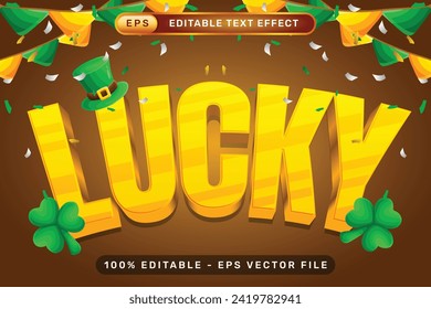 luck st patrick's day 3d text effect and editable text effect whit st patrick's day element