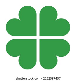 Luck or stylized lucky four leaf clover flat green vector icon for apps and websites