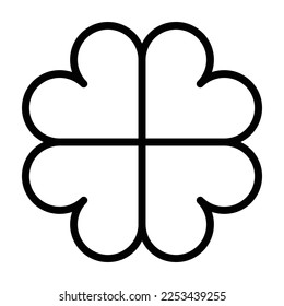 Luck or stylized lucky four leaf clover line art vector icon for apps and websites