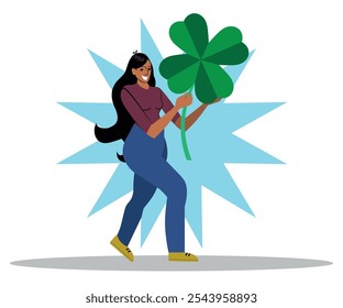 Luck for success, blessing for job opportunity, fortune or chance, concept of good luck or happiness and lucky clover leaf. vector illustration.