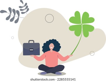 Suerte por el éxito, bendición por la oportunidad de trabajo, fortuna o casualidad, buena suerte o concepto de felicidad. Ilustración vectorial plana.