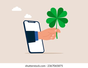 Luck for success, blessing for work opportunity. Flat vector illustration