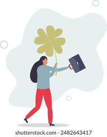 Luck for success, blessing for work opportunity, fortune or chance, good luck or happiness concept.flat design.illustration with people.