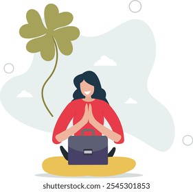 Luck for success, blessing for work opportunity, fortune or chance, good luck or happiness concept.flat characters.