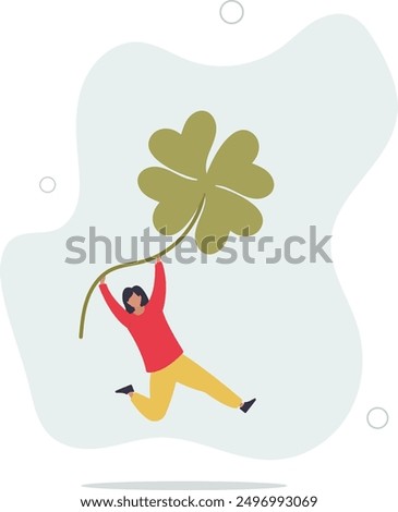 Luck for success, blessing for work opportunity, fortune or chance, good luck or happiness concept.flat design.illustration with people.