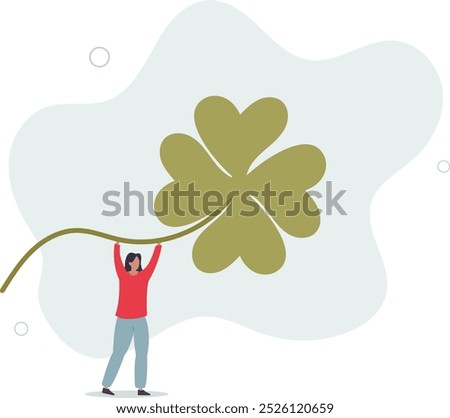 Luck for success, blessing for work opportunity, fortune or chance, good luck or happiness concept.flat design with people.