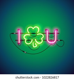 I Luck You glowing neon signs makes it quick and easy to customize your holiday projects. Each of object is named and placed in a symbol panel. Used neon vector brushes are included.