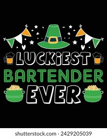 Luckiest Bartender Ever St. Patrick's Saint Pattys Day T-Shirt
