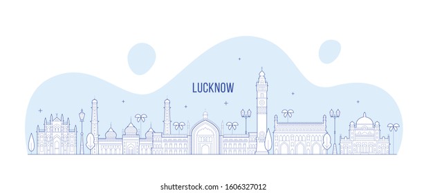 Lucknow Architectural Building With Flat Background Vector Illustration