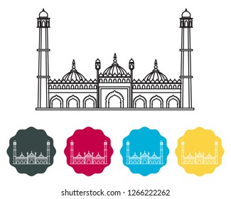 Lucknow City - Asfi Mosque in Bara Imambara Icon as EPS 10 File 