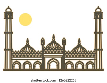 Lucknow City - Asfi Mosque in Bara Imambara Icon as EPS 10 File 