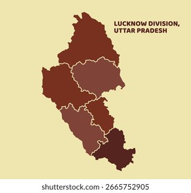 Mapa de la división de Lucknow del estado de Uttar Pradesh, India