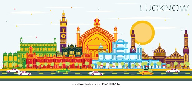 Lucknow India City Skyline with Gray Buildings and Blue Sky. Vector Illustration. Business Travel and Tourism Concept with Modern Architecture. Lucknow Cityscape with Landmarks.